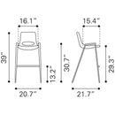 Zuo Desi 101698 Barstool - Azure Grey & Walnut IMAGE 9