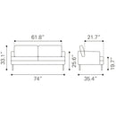 Zuo Decade 109031 Sofa - Vintage Grey IMAGE 9