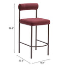 Zuo Livorno 109813 Counter Stool - Red & Bronze IMAGE 9