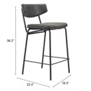 Zuo Charon 110263 Counter Stool - Vintage Black IMAGE 10