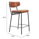 Zuo Charon 110262 Counter Stool - Vintage Brown IMAGE 10