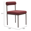 Zuo Livorno 110103 Dining Chair - Red & Bronze IMAGE 8