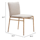 Zuo Nordvest 110275 Dining Chair - Beige & Gold IMAGE 10