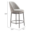 Zuo Nordhavn 110274 Swivel Counter Stool - Grey IMAGE 9