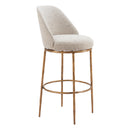Zuo Nordhavn 110271 Swivel Barstool - Beige & Gold IMAGE 1