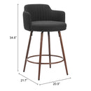 Zuo Kono 110375 Swivel Counter Stool - Black & Walnut IMAGE 8