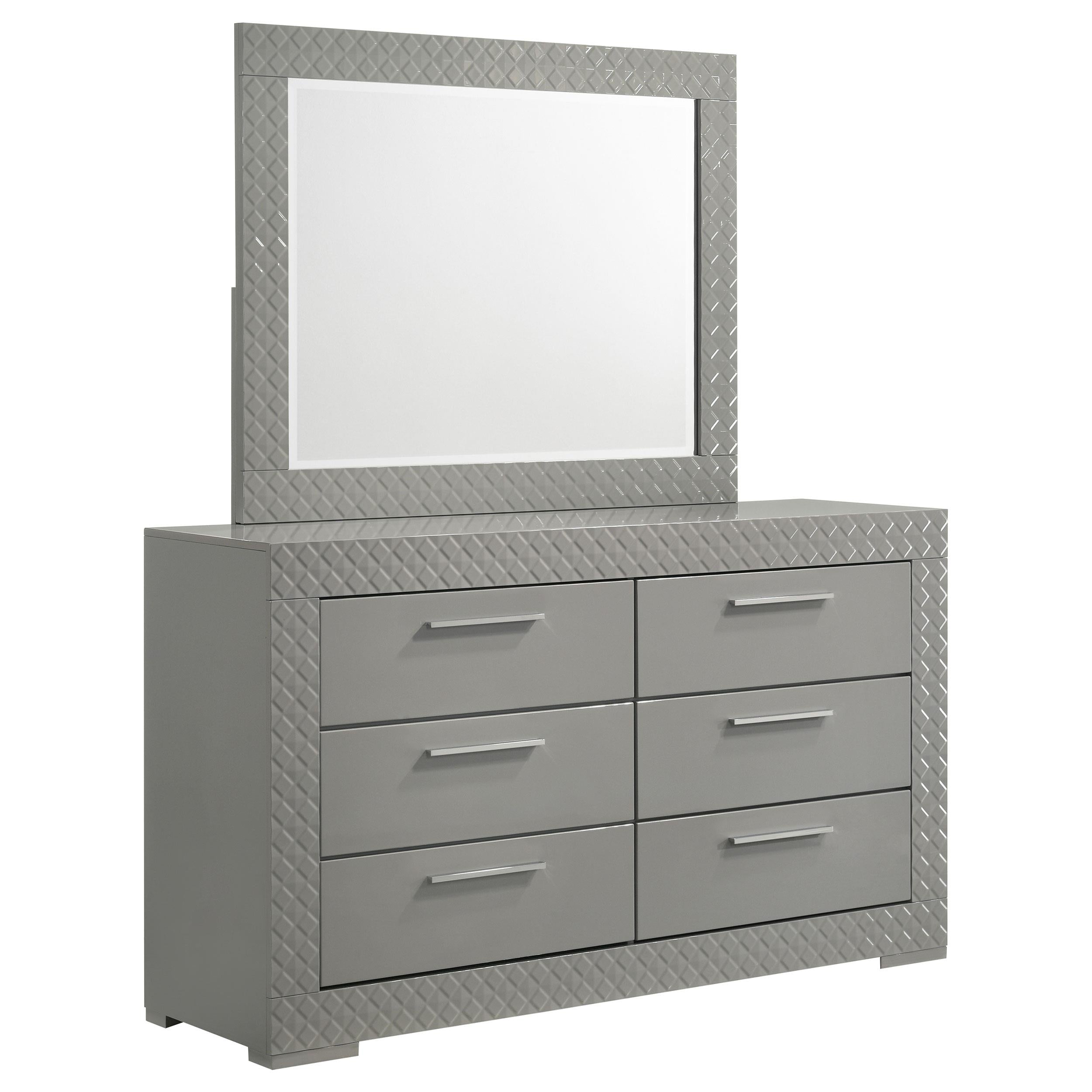 ashley furniture grey dresser Ives 6-Drawer Dresser and Mirror Grey High Gloss
