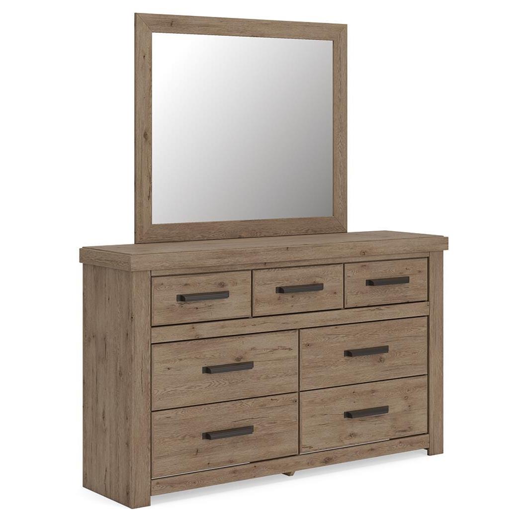 light brown dresser Ashley Furniture Oliandon Light Brown Dresser and Mirror