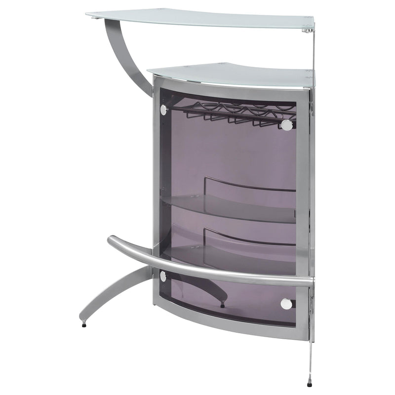 Coaster Furniture Dallas 100135 2-shelf Curved Freestanding Home Bar Cabinet - Silver IMAGE 3