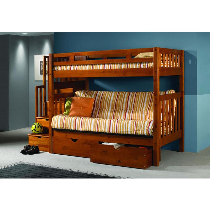 Donco Trading Company Kids Beds Bunk Bed 200H - Twin/Twin Tall Mission Stairway Bunkbed IMAGE 2