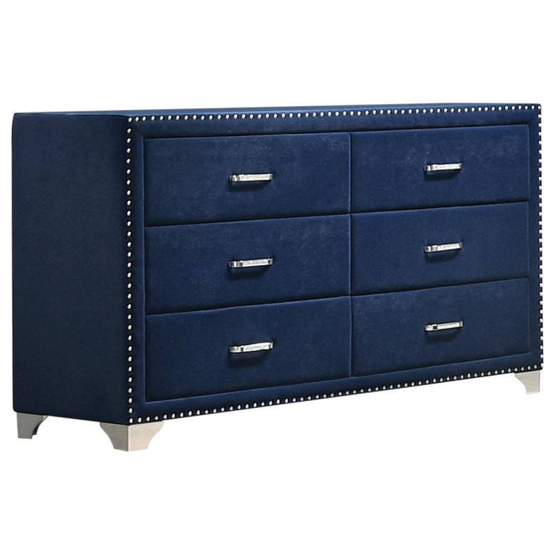 Melody 6 Drawer Upholstered Dresser Pacific Blue Melody 6 Drawer Upholstered Dresser Pacific Blue