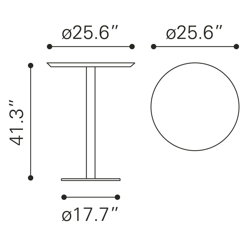 Zuo Round Bergen Pub Height Dining Table with Pedestal Base 100053 IMAGE 4