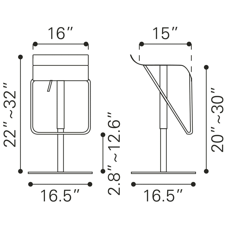 Zuo Dazzer Adjustable Height Stool 300193 IMAGE 9