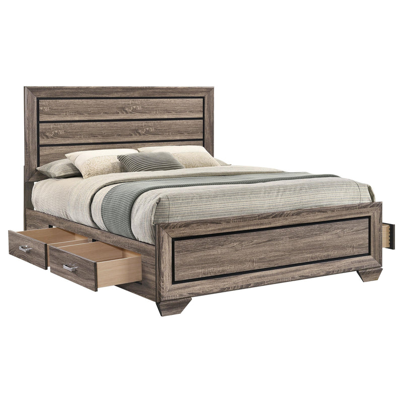 Coaster Furniture Kauffman 204190Q Wood Queen Storage Panel Bed - Washed Taupe IMAGE 4