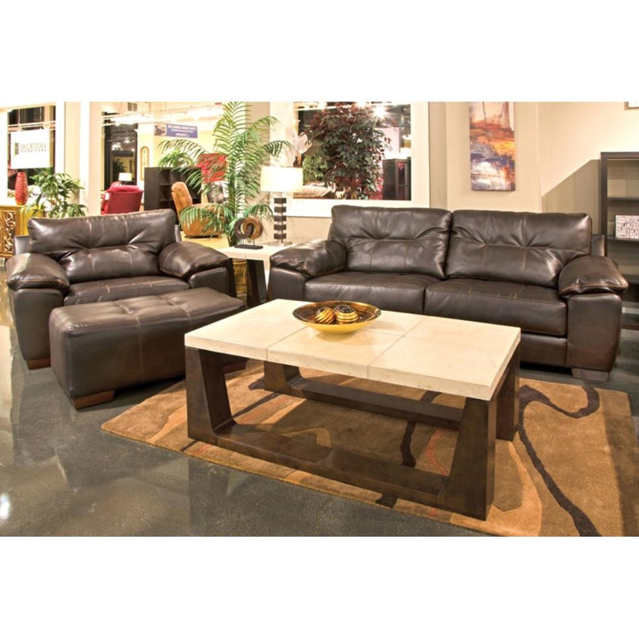 Jackson Furniture Hudson Stationary Fabric and Leather Look Sofa 4396-