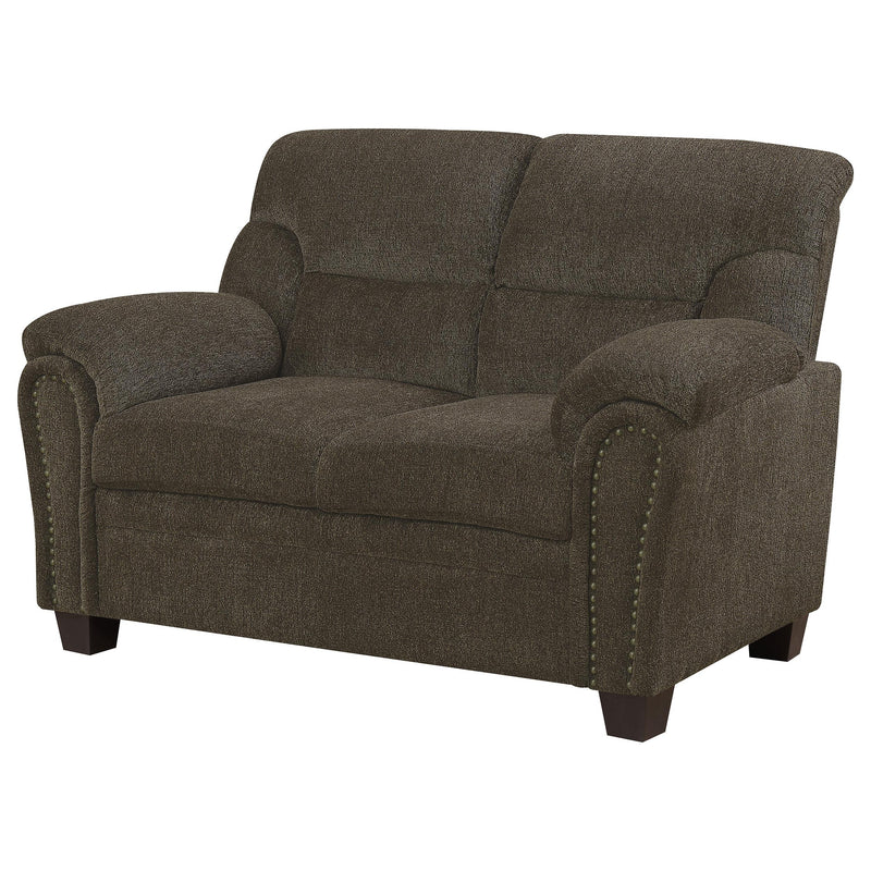 Coaster Furniture Clementine 506572 Upholstered Padded Arm Loveseat - Brown IMAGE 3