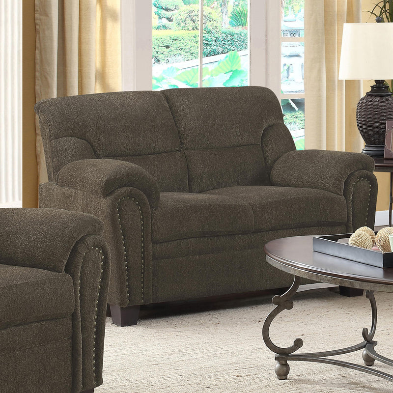 Coaster Furniture Clementine 506572 Upholstered Padded Arm Loveseat - Brown IMAGE 5