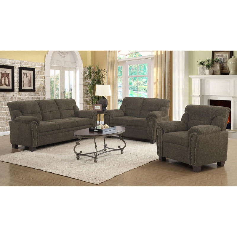 Coaster Furniture Clementine 506572 Upholstered Padded Arm Loveseat - Brown IMAGE 6