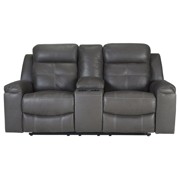 Signature Design by Ashley Jesolo Reclining Leather Look Loveseat with Console 8670594 IMAGE 1