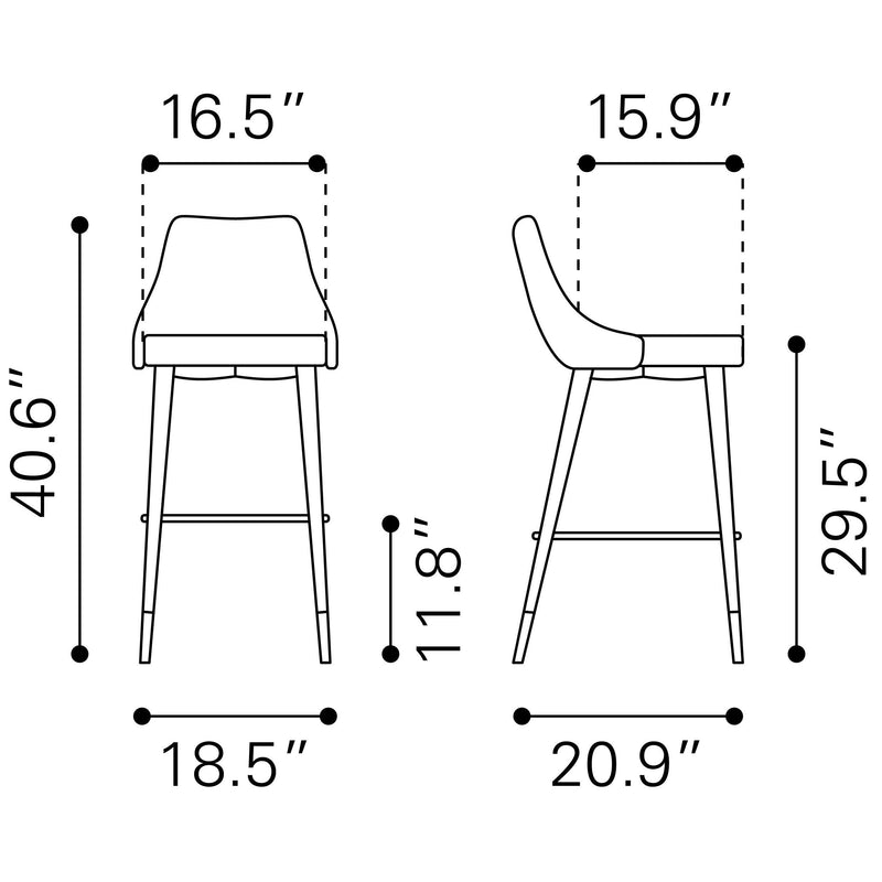 Zuo Piccolo Pub Height Dining Chair 101097 IMAGE 8