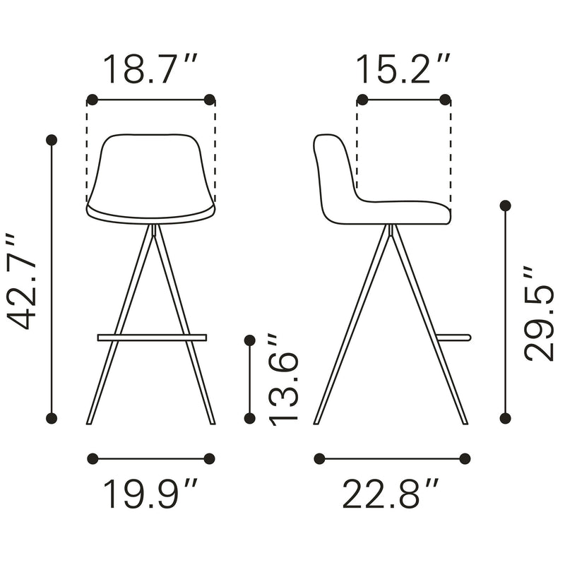 Zuo Aki Pub Height Dining Chair 101287 IMAGE 8