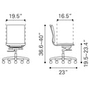  Zuo Lider Plus 215233 Armless Office Chair - Grey IMAGE 10