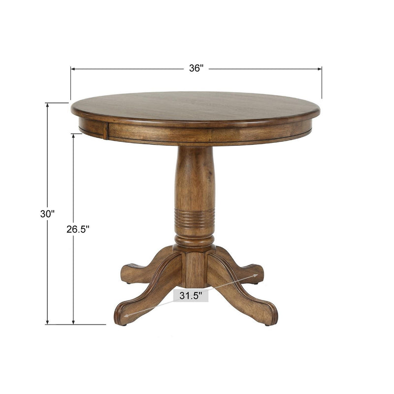 Winners Only Carmel DC33636R 36" Solid Wood Round Pedestal Table - Rustic Brown IMAGE 4