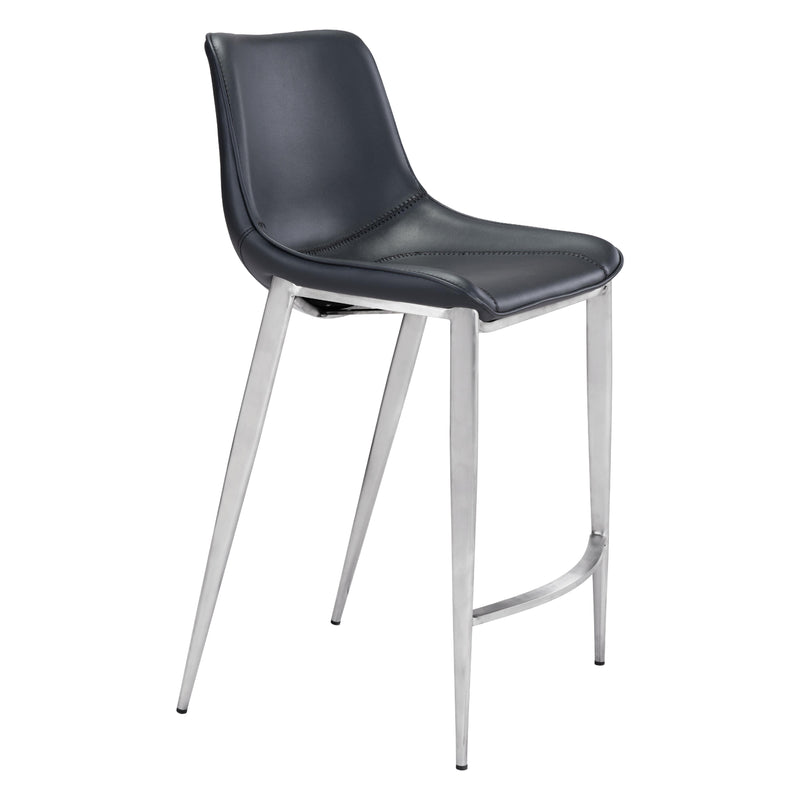 Zuo Magnus 101409 Counter Stool - Black & Silver IMAGE 1