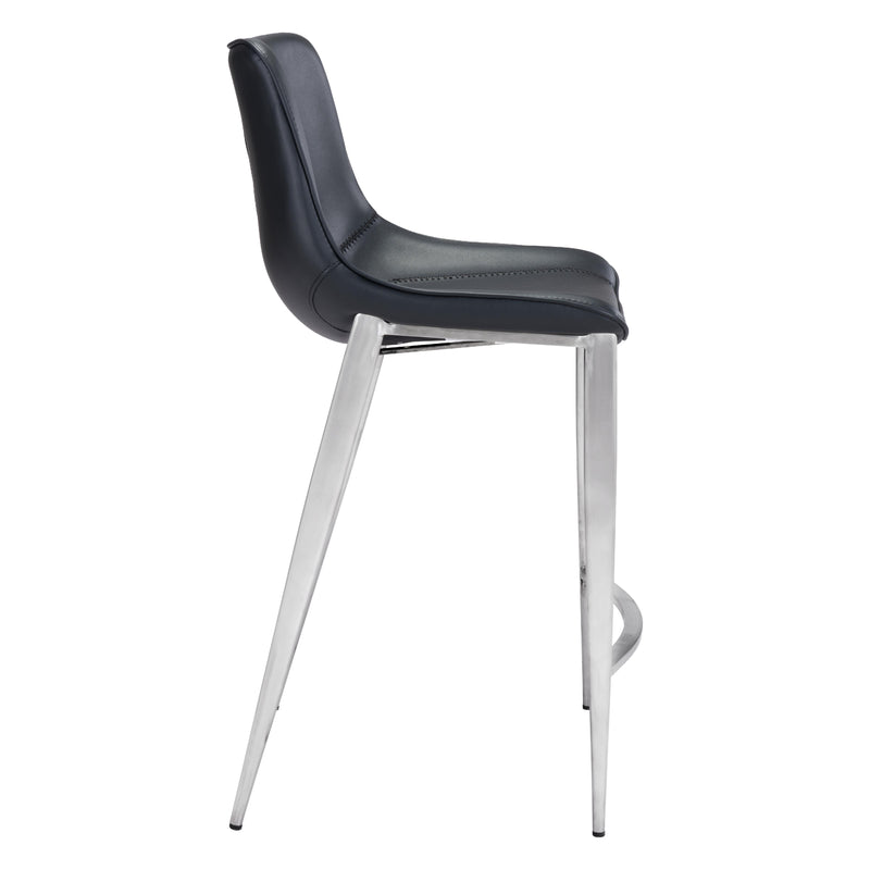 Zuo Magnus 101409 Counter Stool - Black & Silver IMAGE 2