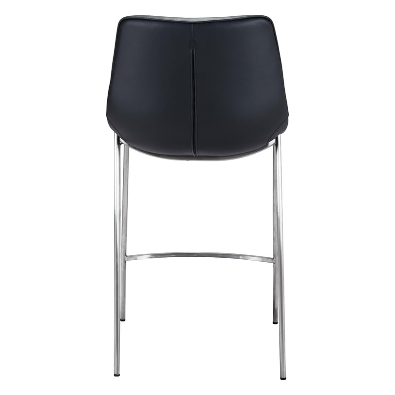 Zuo Magnus 101409 Counter Stool - Black & Silver IMAGE 4