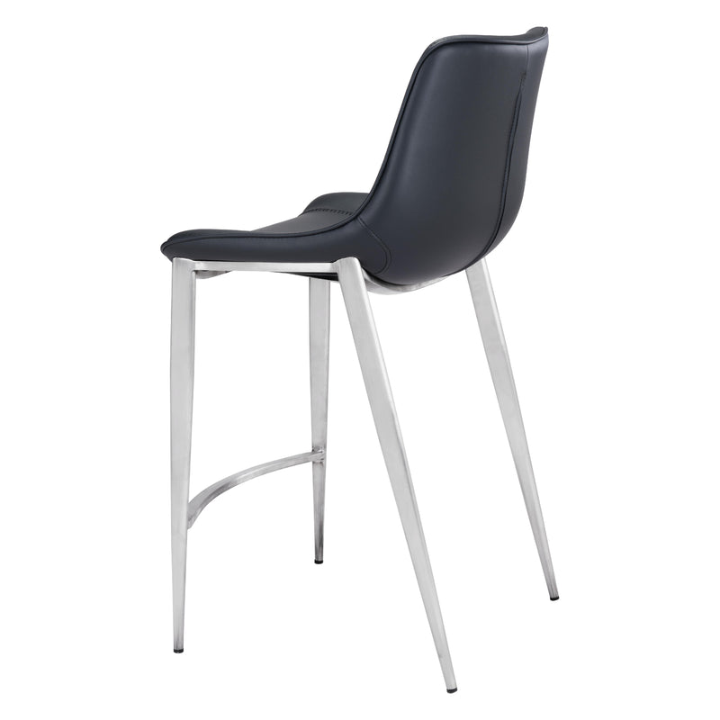 Zuo Magnus 101409 Counter Stool - Black & Silver IMAGE 5