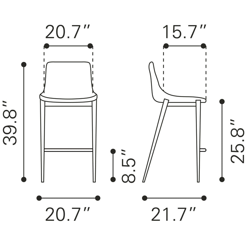 Zuo Magnus 101410 Counter Stool - Brown & Walnut IMAGE 8