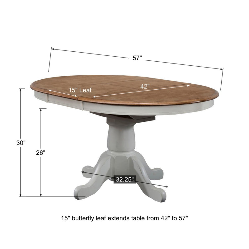 Winners Only Pacifica DP54257 57" Pedestal Table w/ 15" Butterfly Leaf IMAGE 3