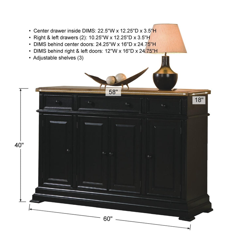 Winners Only Quails Run DQ1470BAE 60" Sideboard - Almond/Ebony IMAGE 3