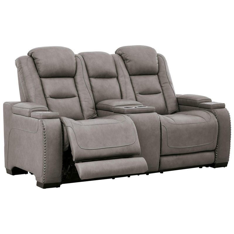Signature Design by Ashley The Man-Den U8530518 Power Reclining Loveseat with Console and Adjustable Headrest IMAGE 2