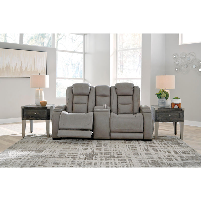 Signature Design by Ashley The Man-Den U8530518 Power Reclining Loveseat with Console and Adjustable Headrest IMAGE 9