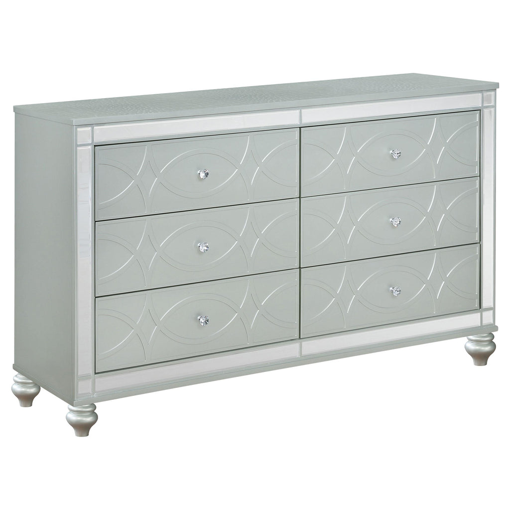 dresser silver Gunnison 6-Drawer Dresser Silver Metallic