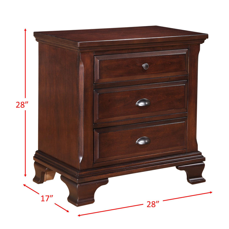 Elements International Canton Cherry 3-Drawer Nightstand CN600NS IMAGE 4