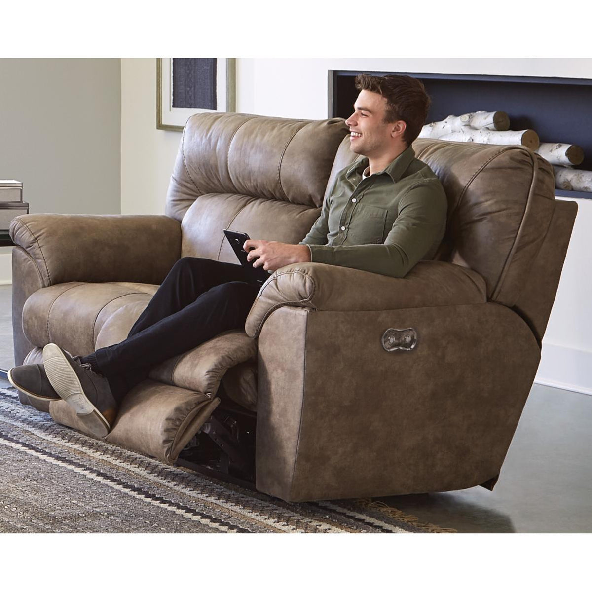 Catnapper Hollins 62652 Power Reclining Loveseat - Coffee