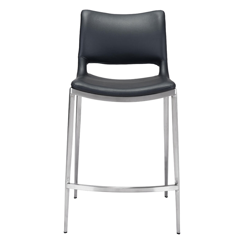 Zuo Ace 101391 Counter Stool - Black & Silver IMAGE 3