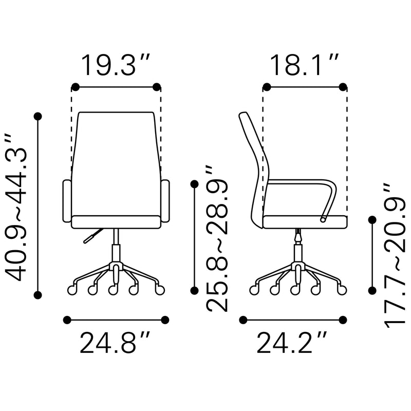 Zuo Primero 101821 Office Chair - Black IMAGE 9