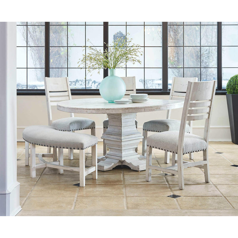 Elements International Round Condesa White Dining Table with Pedestal Base MDCD700DRDTB/MDCD700RDDTT IMAGE 2