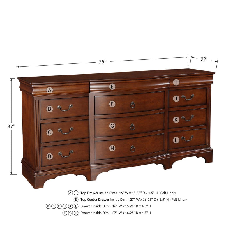 Winners Only Renaissance B1046NN 75" 12-Drawer Dresser - Cherry IMAGE 4