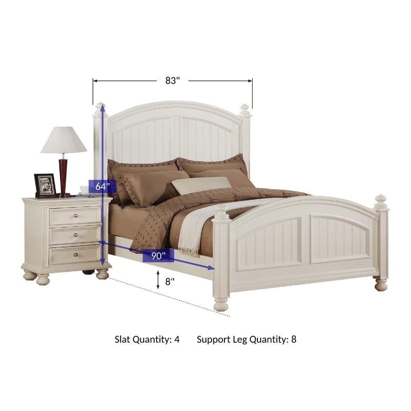 Winners Only Cape Cod BP1001KN2 Panel King Bed - Eggshell White IMAGE 3