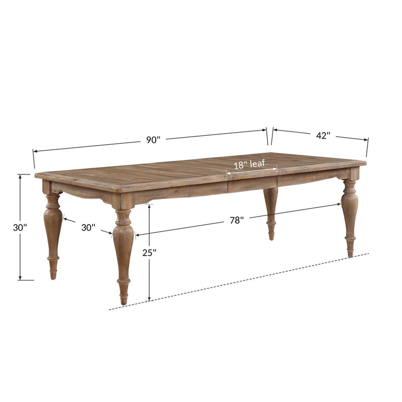 Winners Only Augusta DA24290R 90" Leg Table w/18" Leaf - Rustic Brown IMAGE 3