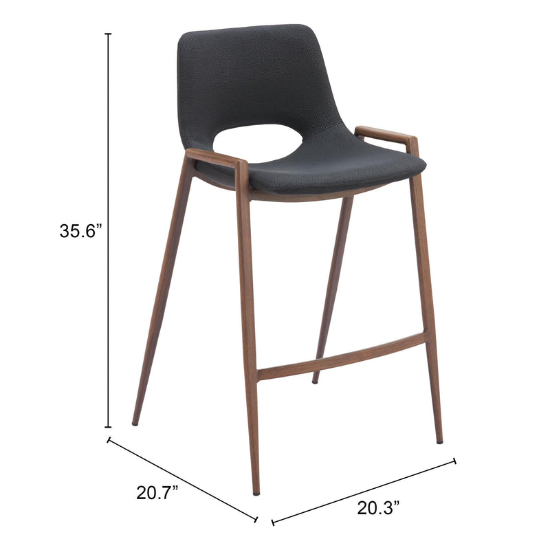Zuo Desi 101691 Counter Stool - Black & Walnut IMAGE 10