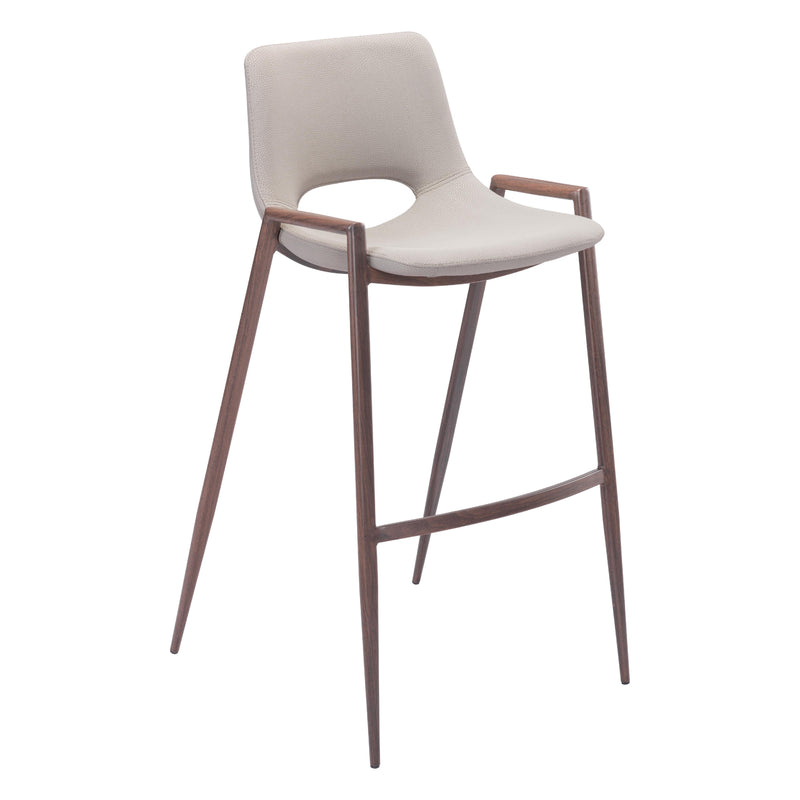 Zuo Desi 101699 Barstool - Beige & Walnut IMAGE 1