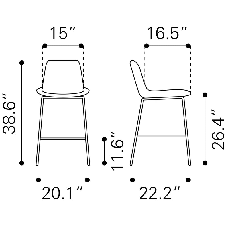 Zuo Byron 101775 Counter Stool - Grey IMAGE 10