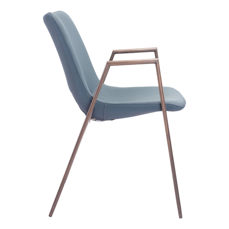  Zuo Desi 101695 Dining Chair - Azure Grey & Walnut IMAGE 2