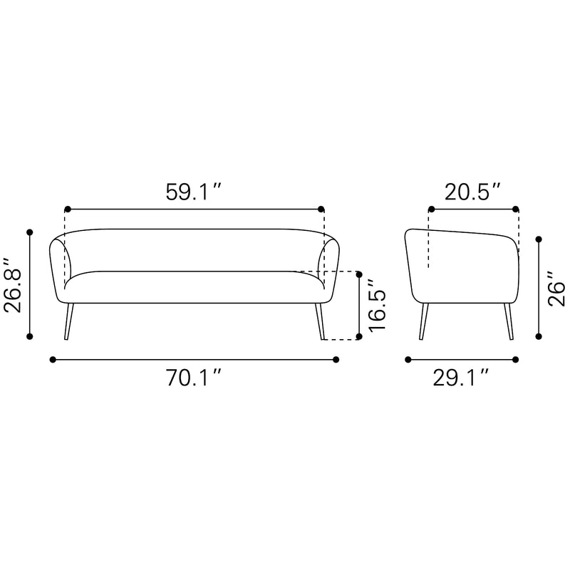 Zuo Deco Stationary Fabric Sofa 101854 IMAGE 10